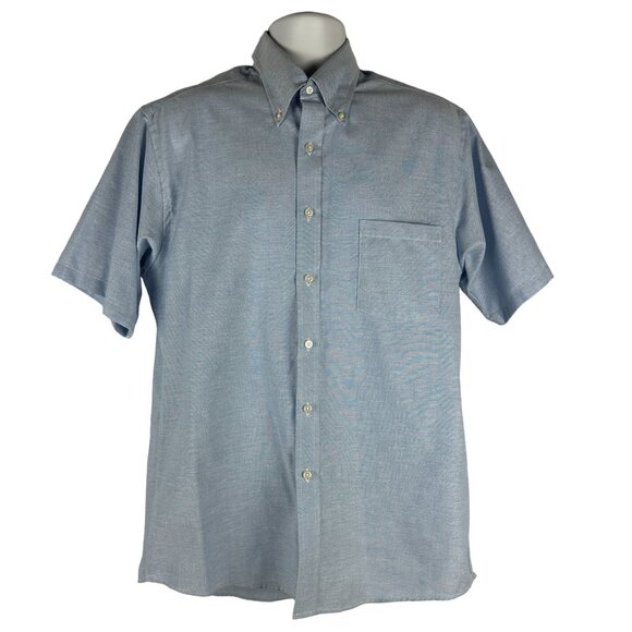 Puritan Mens Short Sleeve Button-Down Shirt Neck Size 16 Light Blue - Picture 1 of 4